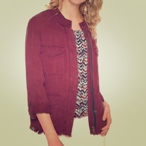 Sanctuary: red fringe waist-length utility jacket